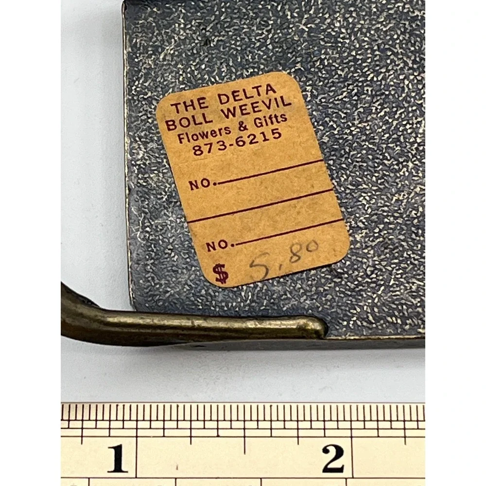 Vintage‎ Delta Boll Weevil Belt Buckle Cotton Plant Brass Tone Rectangular